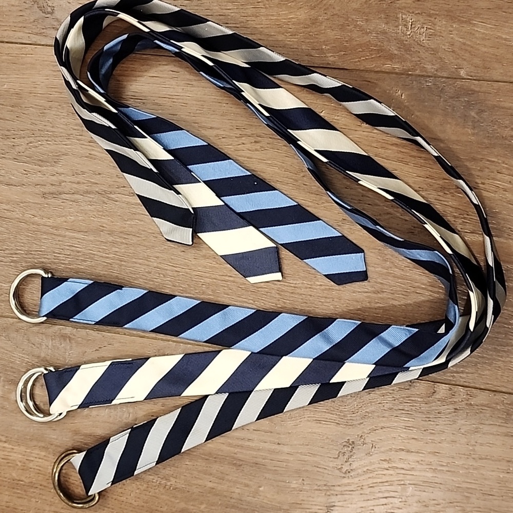 J. Crew Silk Tie Ribbon Belts Bundle of 3 Preppy Classic Stripes Unisex size S/M